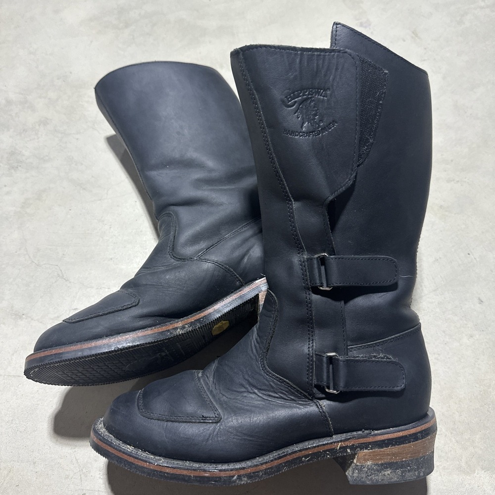 Chippewa Boots Men's SZ 10 D Black Leather Biker Motorcycle Vibram USA 27862